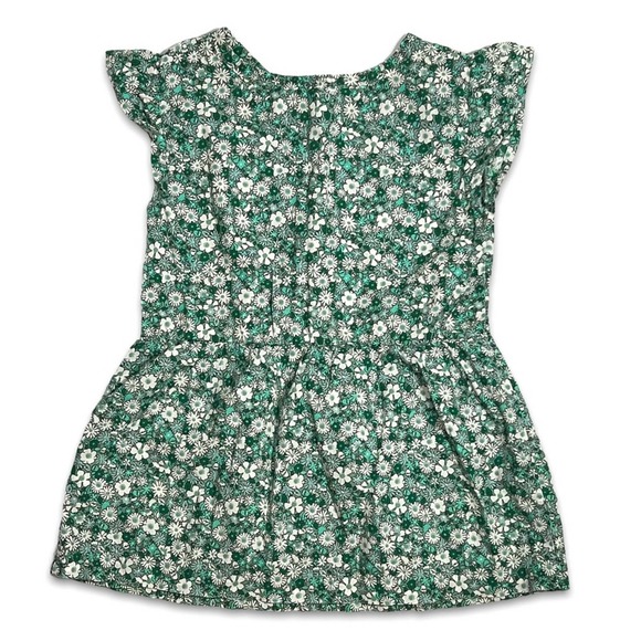 Carter's 3T Girls Green Floral Dress Cotton Metal Buttons - Picture 2 of 5